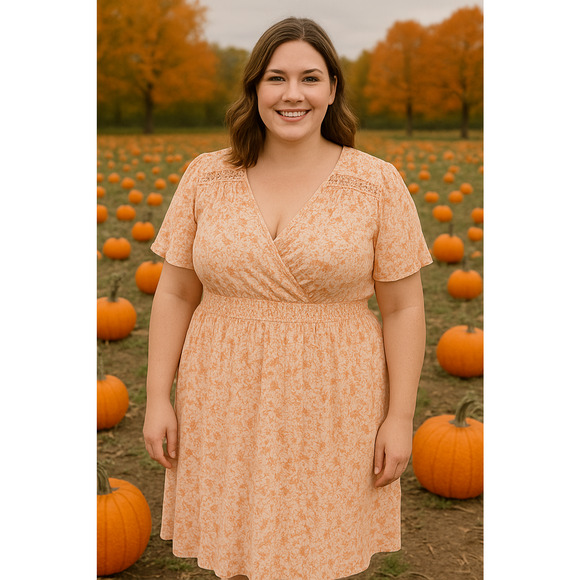 Luxology Dresses & Skirts - Luxology Wrap Top Popover Flutter Sleeve Knee Length Dress 2X Fall Autumn Casual